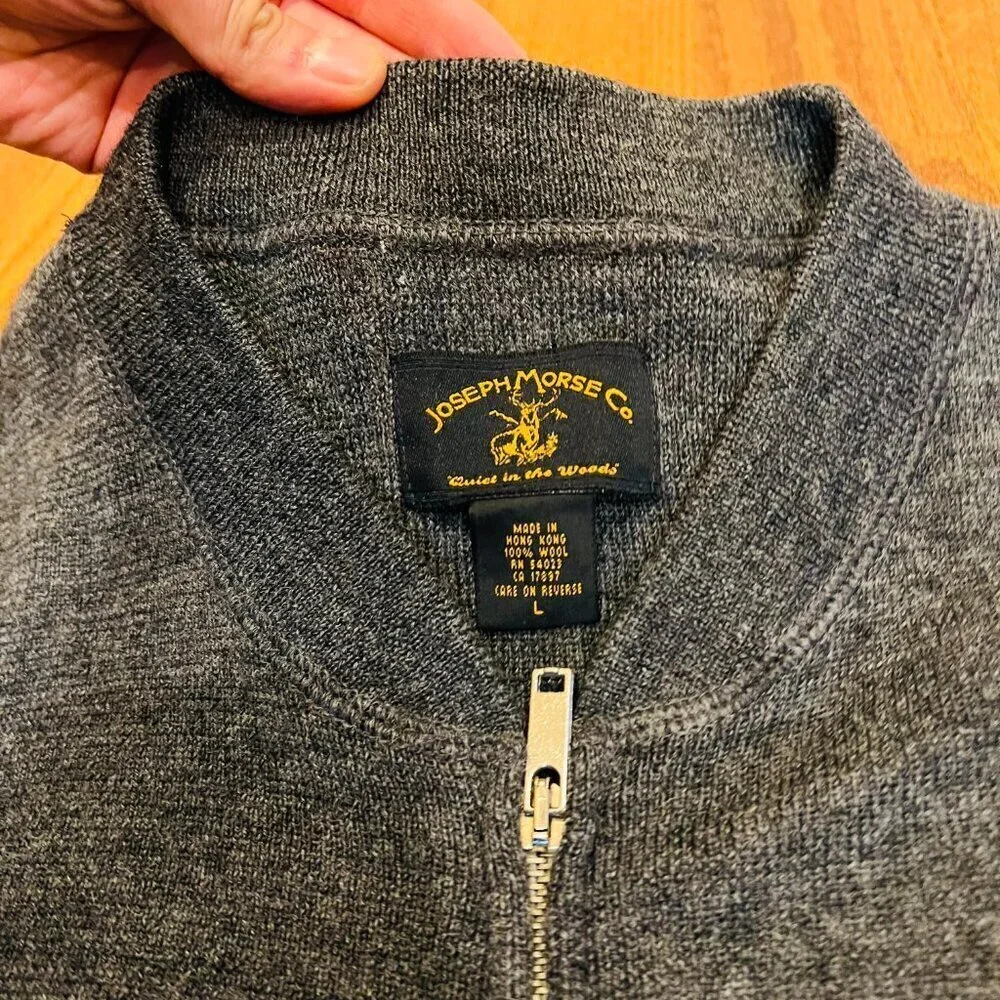 VINTAGE JOSEPH MORSE CO. SHOOT / HUNTING SWEATER JACKET SZ L 1930s STYLE